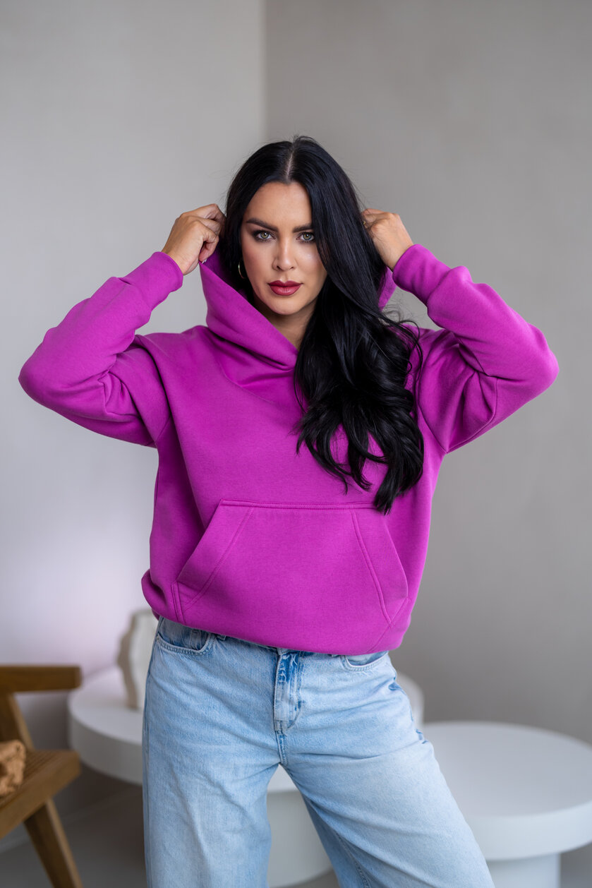 MIERNE OVERSIZE MIKINA “KARLA” - S VRECKOM A KAPUCŇOU