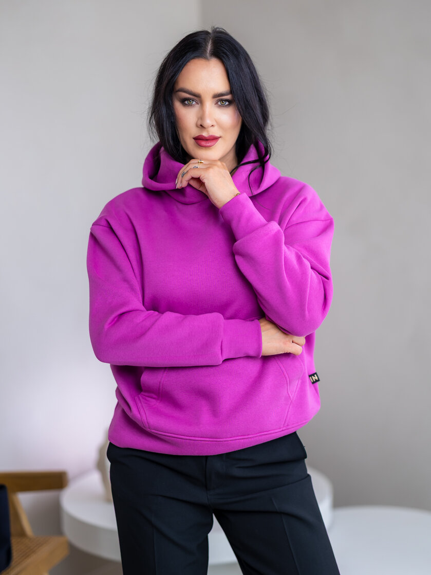 MIERNE OVERSIZE MIKINA “KARLA” - S VRECKOM A KAPUCŇOU
