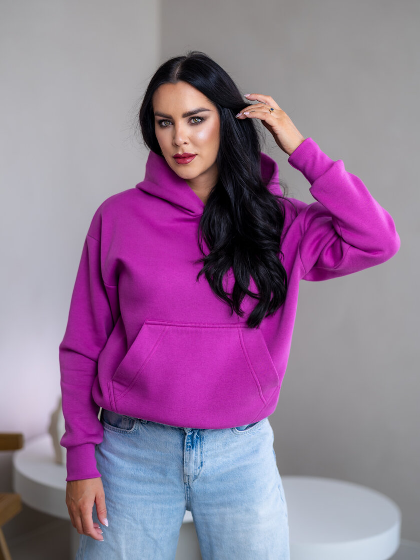 MIERNE OVERSIZE MIKINA “KARLA” - S VRECKOM A KAPUCŇOU