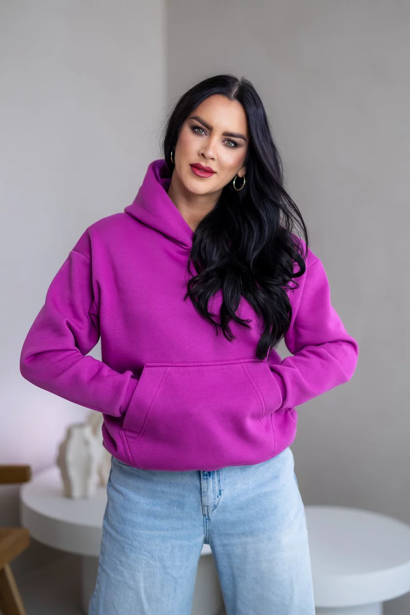 MIERNE OVERSIZE MIKINA “KARLA” - S VRECKOM A KAPUCŇOU