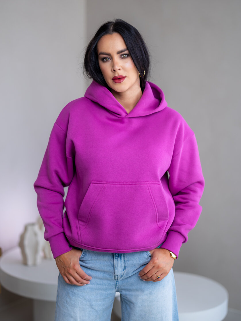 MIERNE OVERSIZE MIKINA “KARLA” - S VRECKOM A KAPUCŇOU