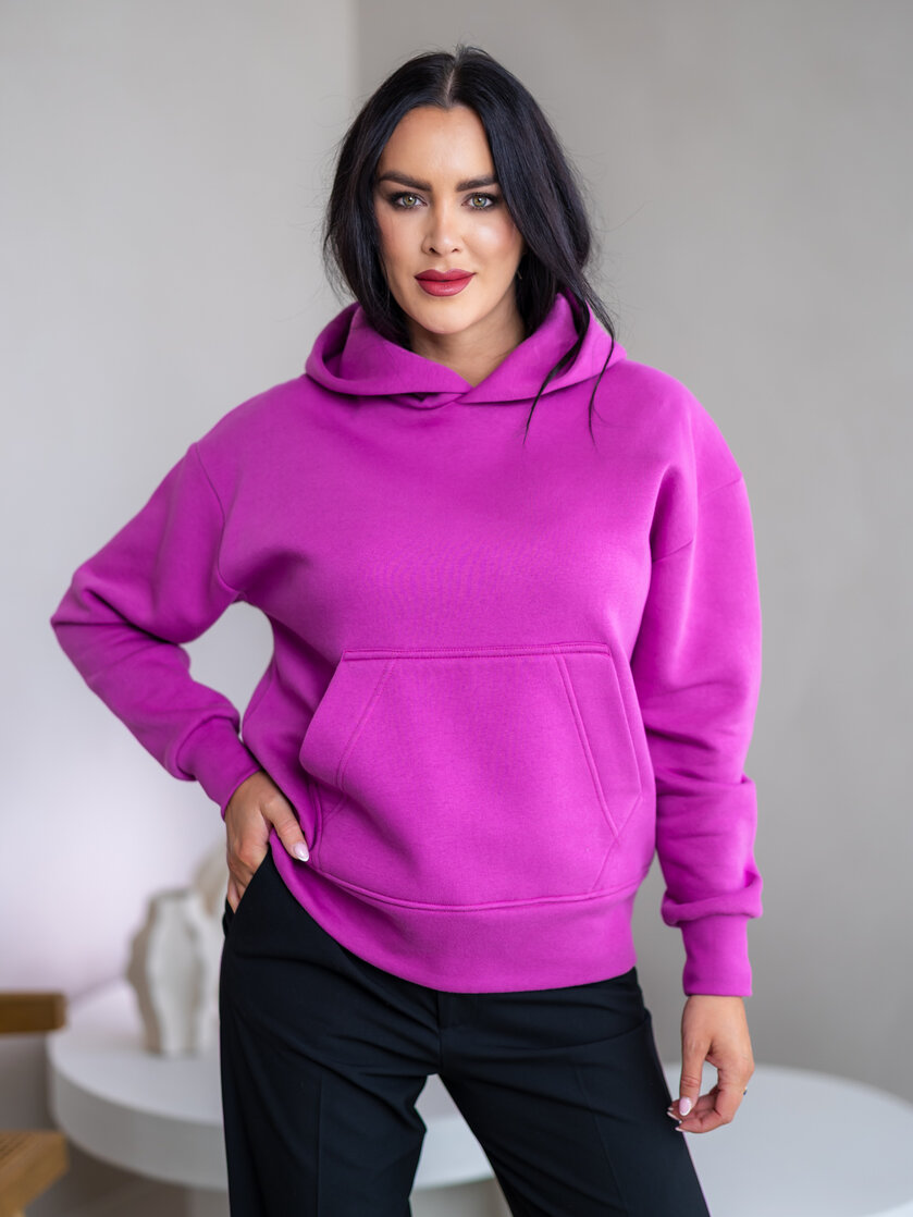 MIERNE OVERSIZE MIKINA “KARLA” - S VRECKOM A KAPUCŇOU