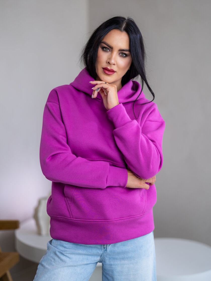 MIERNE OVERSIZE MIKINA “KARLA” - S VRECKOM A KAPUCŇOU