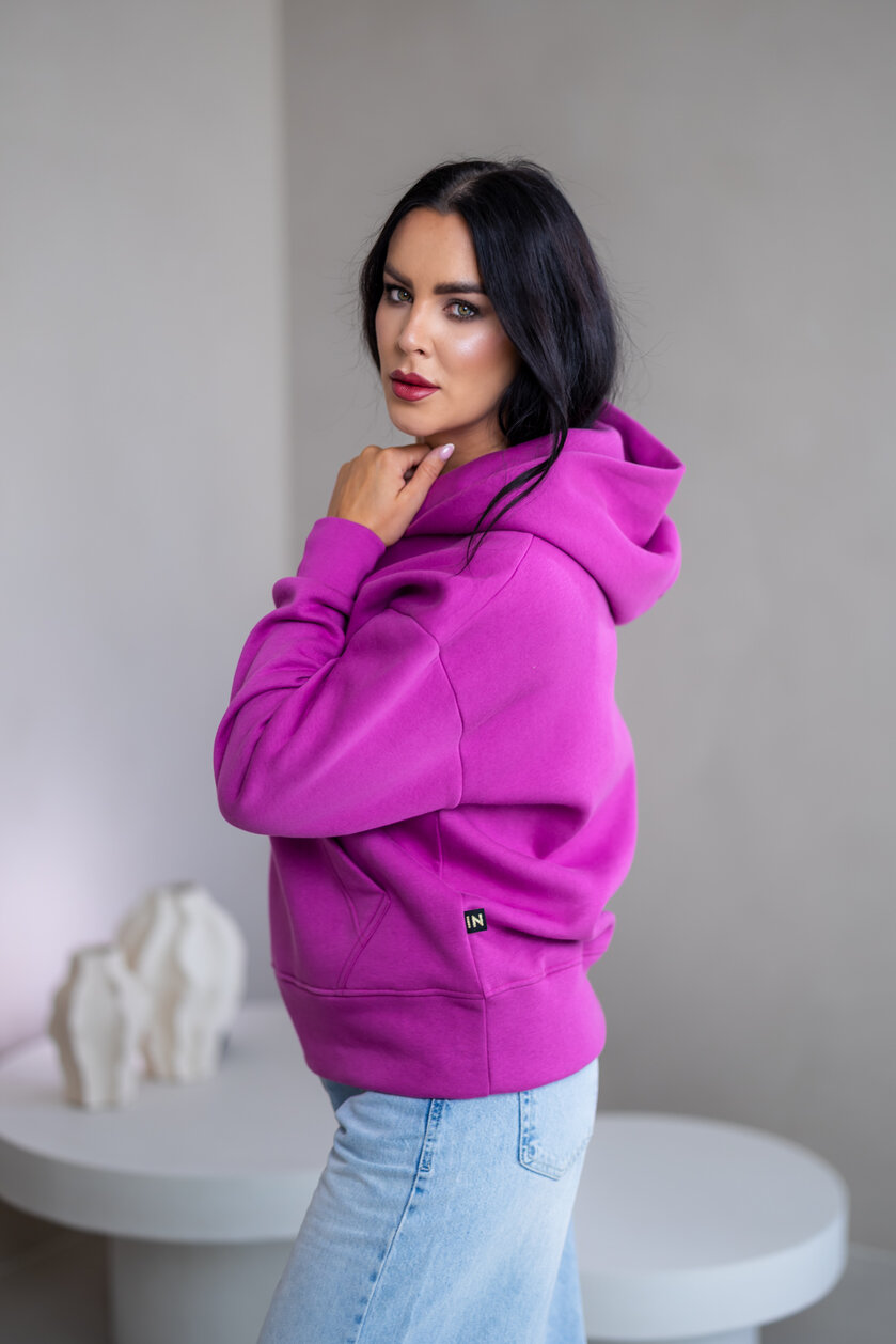 MIERNE OVERSIZE MIKINA “KARLA” - S VRECKOM A KAPUCŇOU