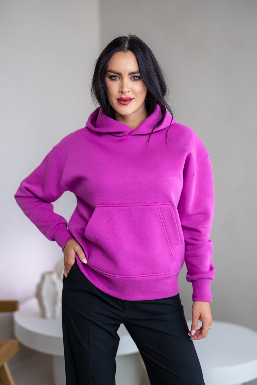 MIERNE OVERSIZE MIKINA “KARLA” - S VRECKOM A KAPUCŇOU