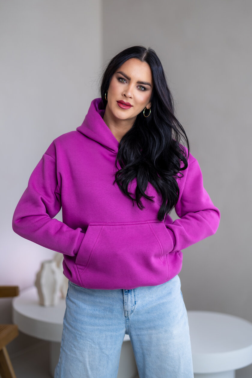 MIERNE OVERSIZE MIKINA “KARLA” - S VRECKOM A KAPUCŇOU