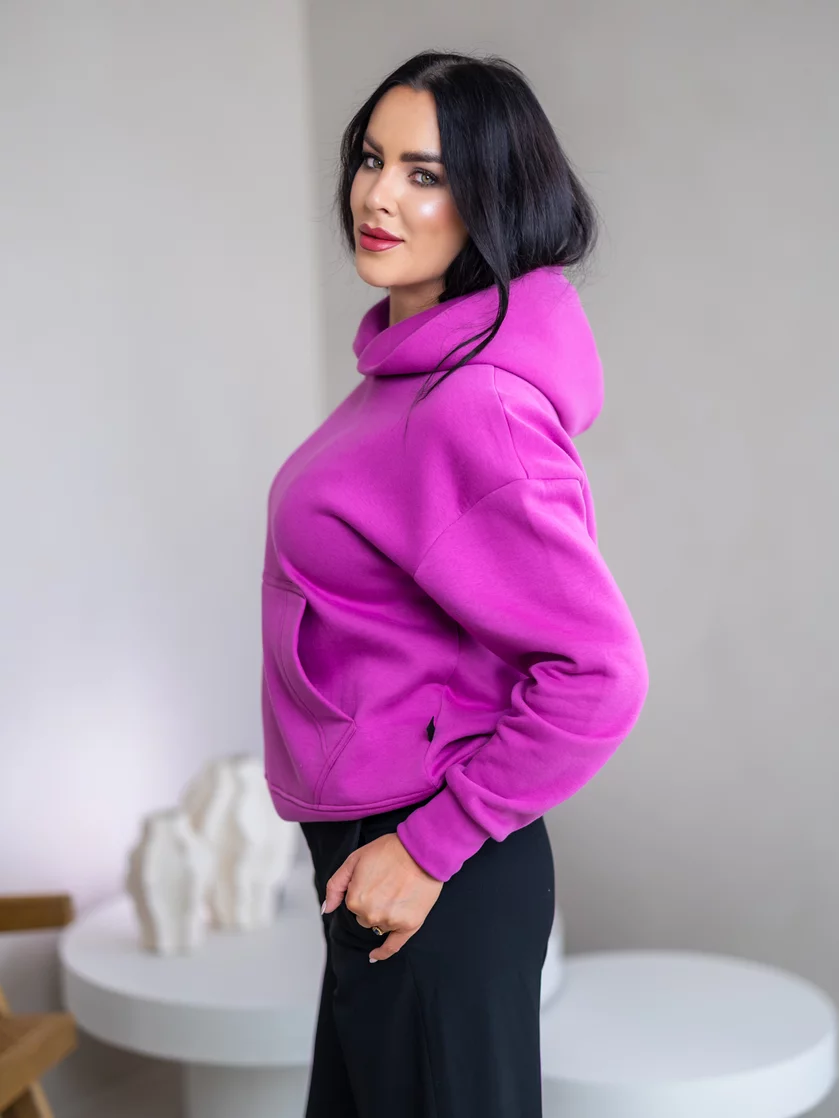 MIERNE OVERSIZE MIKINA “KARLA” - S VRECKOM A KAPUCŇOU