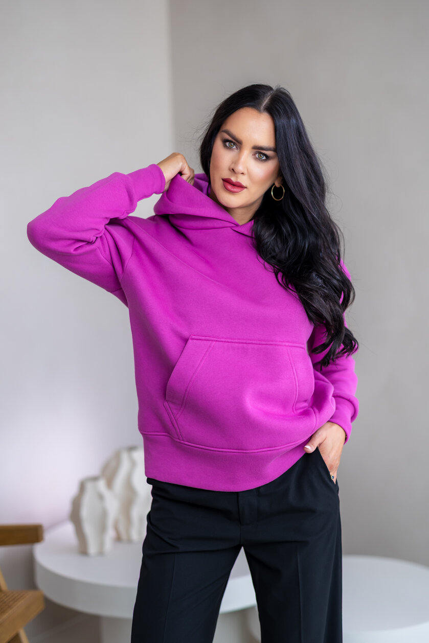 MIERNE OVERSIZE MIKINA “KARLA” - S VRECKOM A KAPUCŇOU
