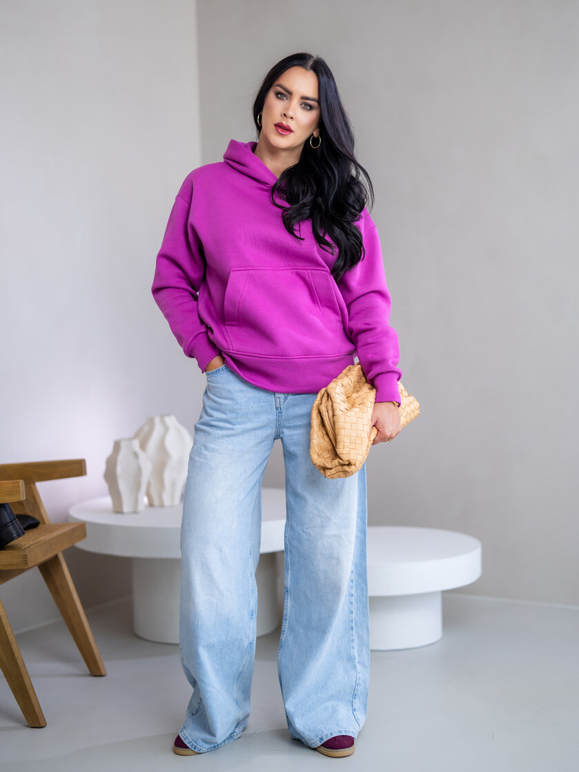 MIERNE OVERSIZE MIKINA “KARLA” - S VRECKOM A KAPUCŇOU