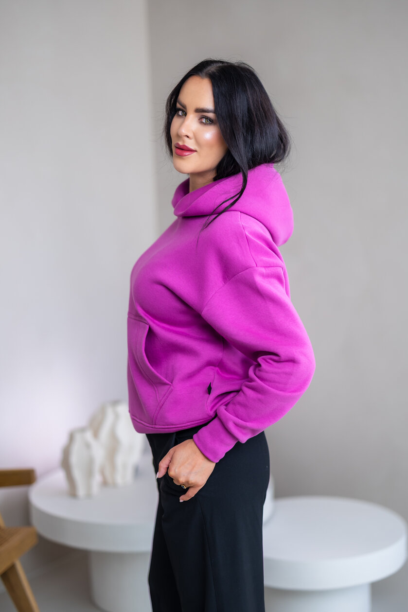 MIERNE OVERSIZE MIKINA “KARLA” - S VRECKOM A KAPUCŇOU