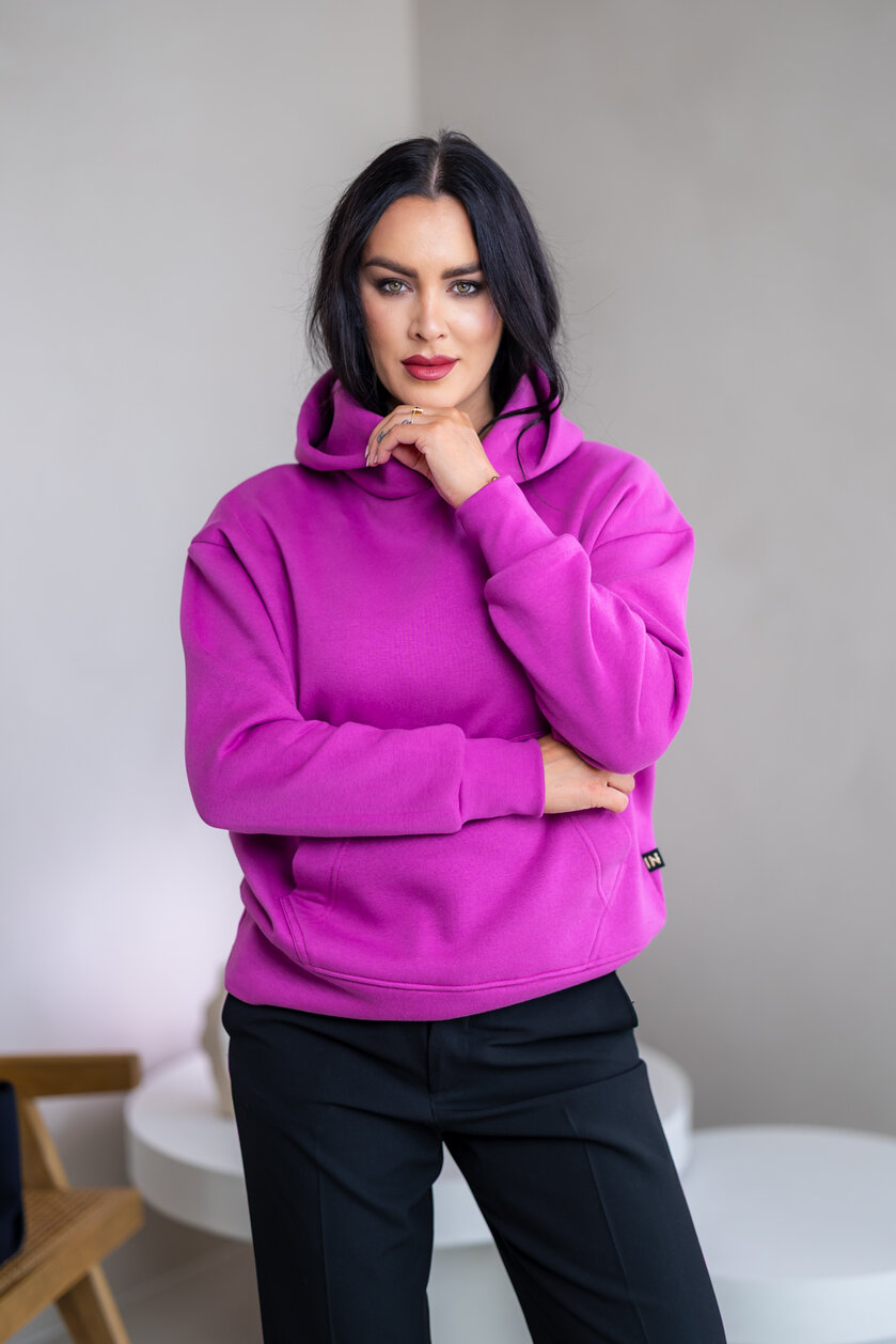 MIERNE OVERSIZE MIKINA “KARLA” - S VRECKOM A KAPUCŇOU