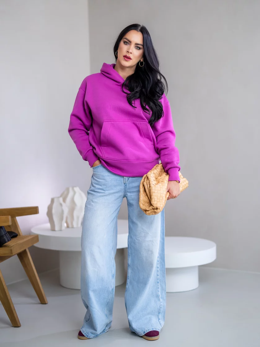 MIERNE OVERSIZE MIKINA “KARLA” - S VRECKOM A KAPUCŇOU