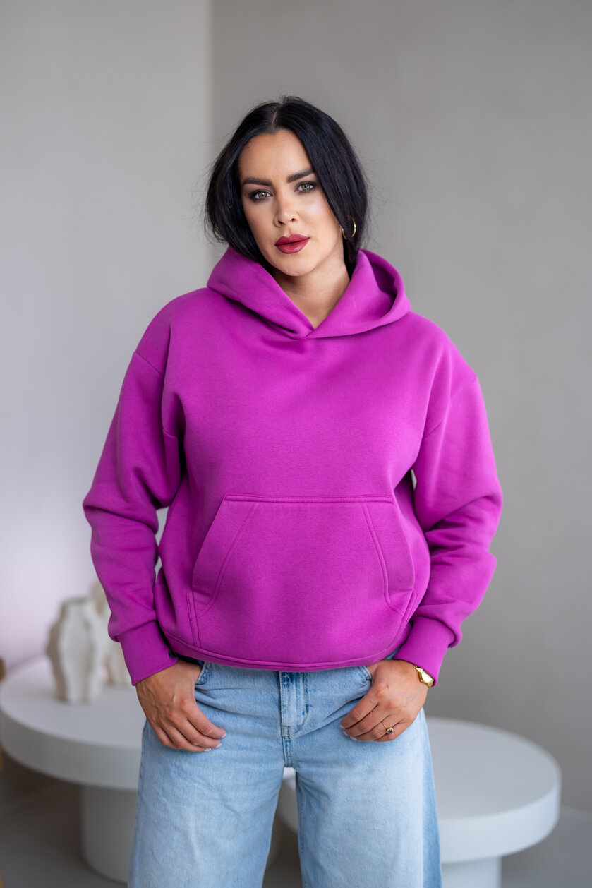 MIERNE OVERSIZE MIKINA “KARLA” - S VRECKOM A KAPUCŇOU