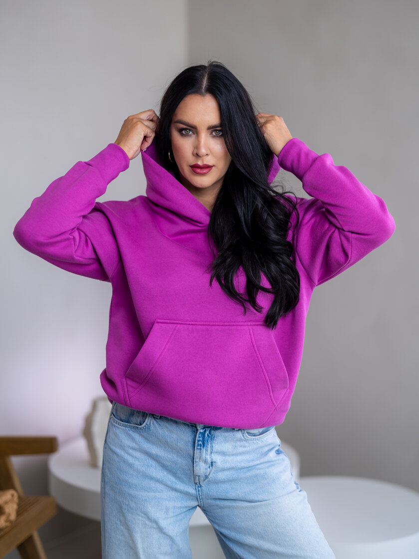 MIERNE OVERSIZE MIKINA “KARLA” - S VRECKOM A KAPUCŇOU