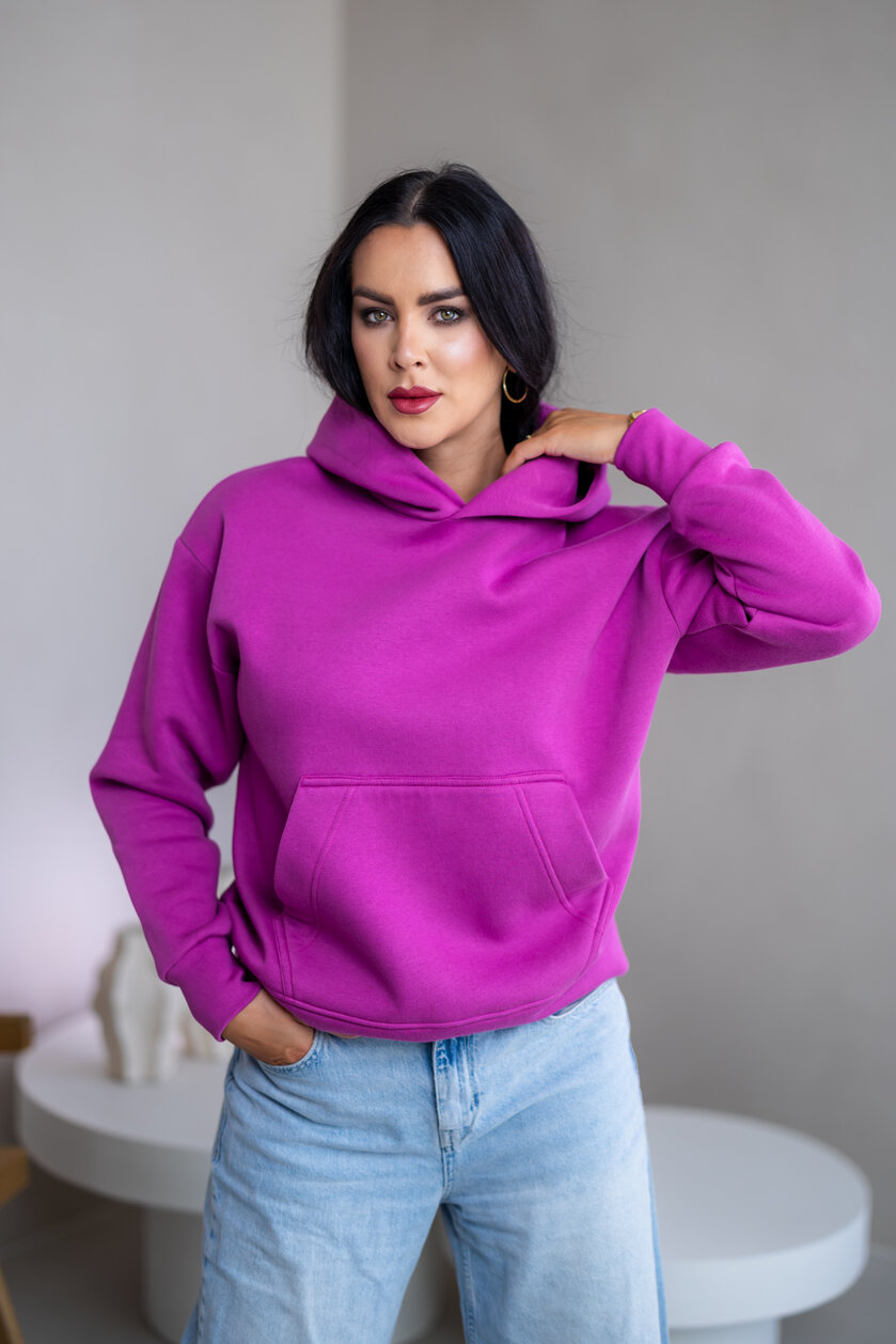 MIERNE OVERSIZE MIKINA “KARLA” - S VRECKOM A KAPUCŇOU