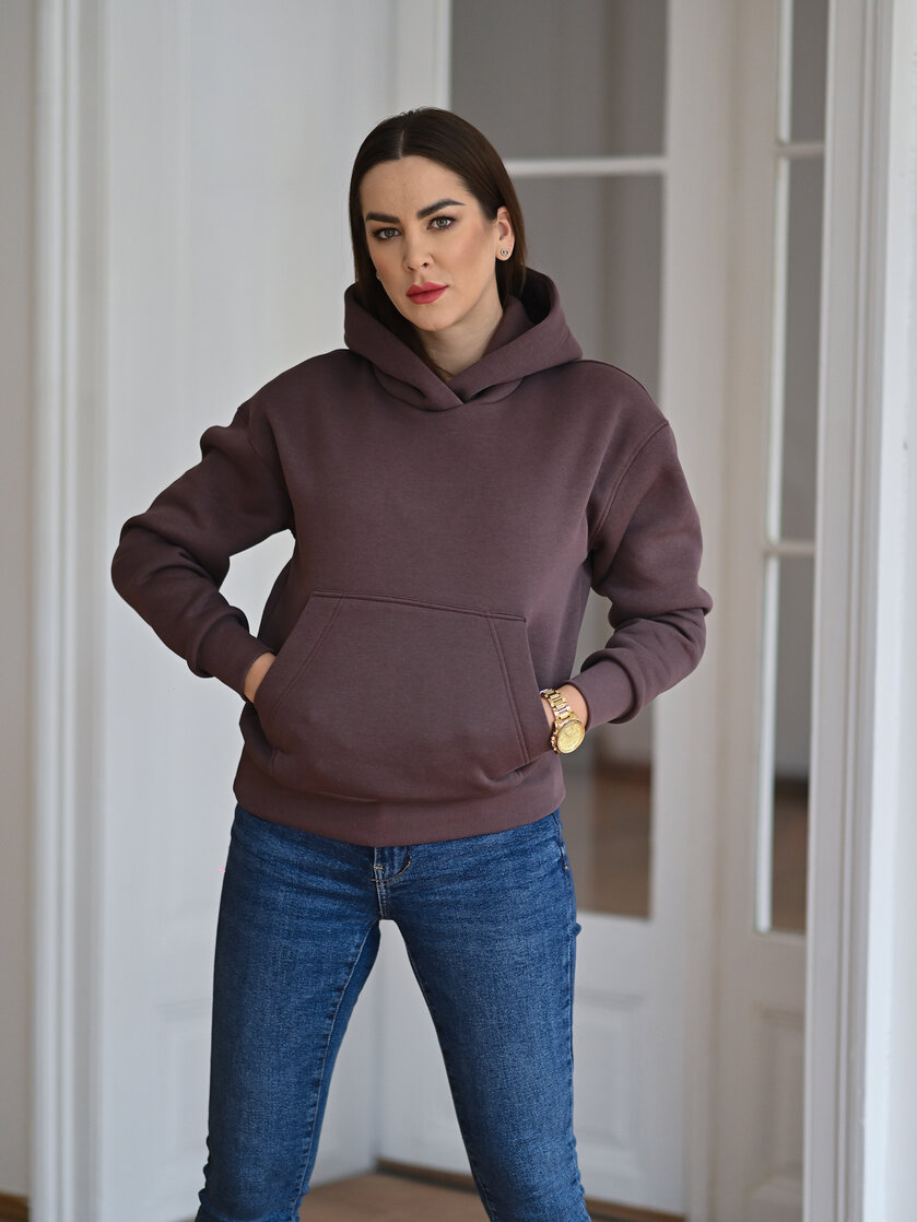 MIERNE OVERSIZE MIKINA S KLOKANOM A KAPUCŇOU “KARLA”