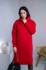 MIERNE VOĽNÉ MIKINOŠATY “KARLA” - S KAPUCŇOU A VRECKOM - MIDI DĹŽKA