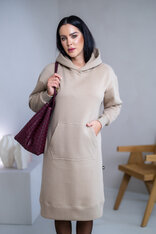 MIERNE VOĽNÉ MIKINOŠATY “KARLA” - S KAPUCŇOU A VRECKOM - MIDI DĹŽKA