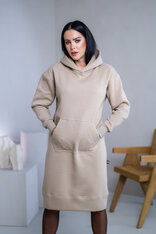 MIERNE VOĽNÉ MIKINOŠATY “KARLA” - S KAPUCŇOU A VRECKOM - MIDI DĹŽKA