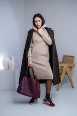 MIERNE VOĽNÉ MIKINOŠATY “KARLA” - S KAPUCŇOU A VRECKOM - MIDI DĹŽKA