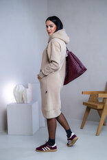 MIERNE VOĽNÉ MIKINOŠATY “KARLA” - S KAPUCŇOU A VRECKOM - MIDI DĹŽKA