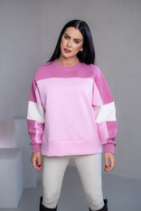 MIKINA “KONTRASTY” - BABY PINK / OLD PINK / OFF WHITE