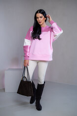 MIKINA “KONTRASTY” - BABY PINK / OLD PINK / OFF WHITE