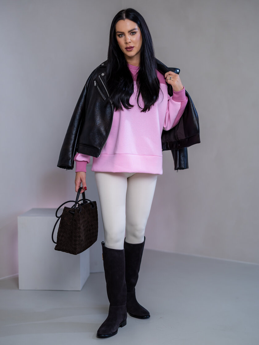 MIKINA “KONTRASTY” - BABY PINK / OLD PINK / OFF WHITE