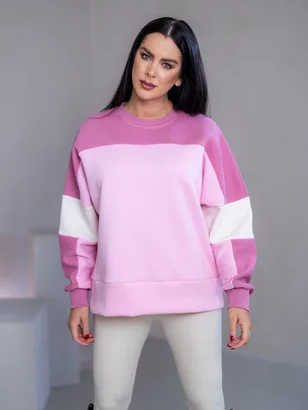 MIKINA “KONTRASTY” - BABY PINK / OLD PINK / OFF WHITE