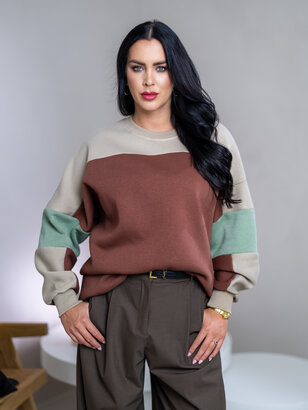 MIKINA “KONTRASTY” - BROWN / BEIGE / LIGHT OLIVE