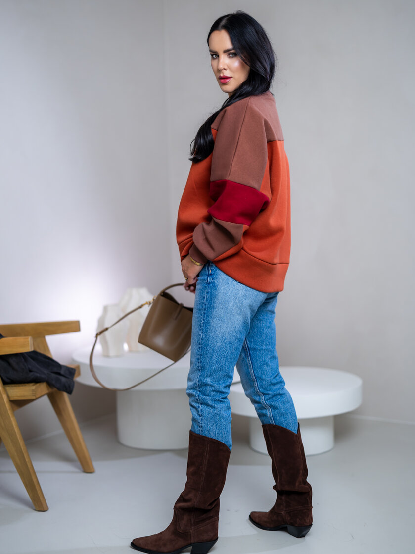 MIKINA “KONTRASTY” - BROWN / BEIGE / LIGHT OLIVE