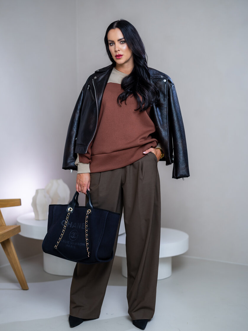 MIKINA “KONTRASTY” - BROWN / BEIGE / LIGHT OLIVE