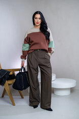 MIKINA “KONTRASTY” - BROWN / BEIGE / LIGHT OLIVE