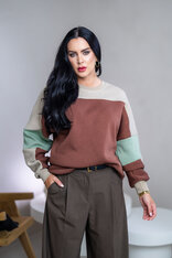 MIKINA “KONTRASTY” - BROWN / BEIGE / LIGHT OLIVE