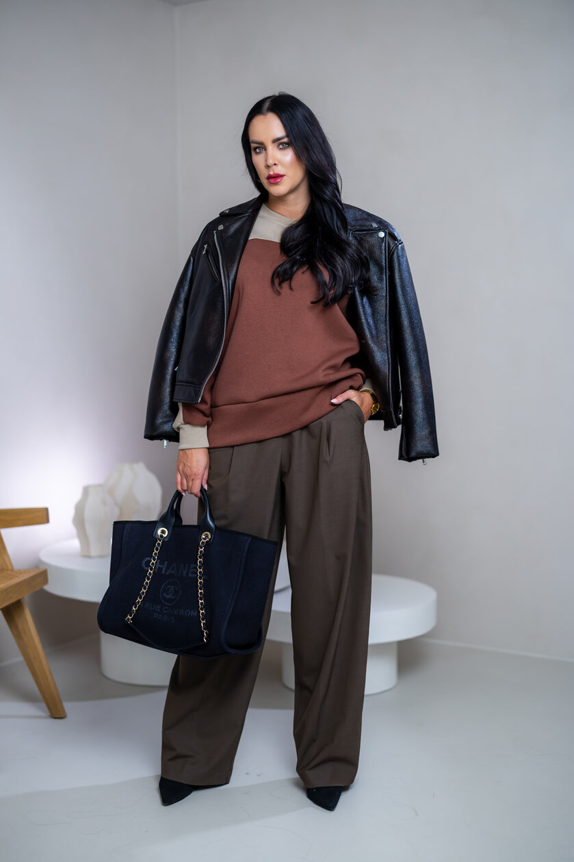 MIKINA “KONTRASTY” - BROWN / BEIGE / LIGHT OLIVE