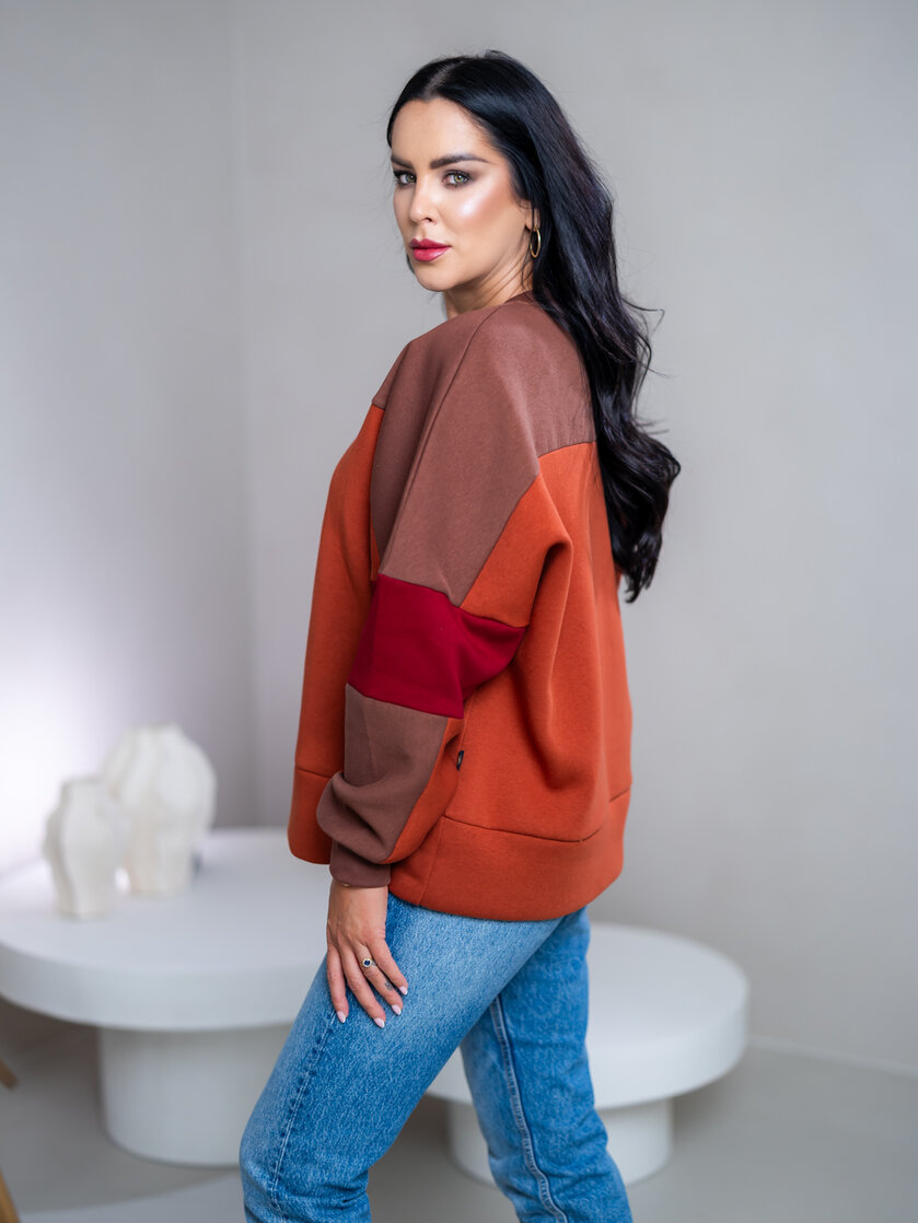 MIKINA “KONTRASTY” - BROWN / BEIGE / LIGHT OLIVE