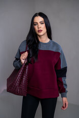 MIKINA “KONTRASTY” - BURGUNDY / DARK GRAY MELAGNE / BLACK