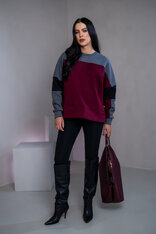 MIKINA “KONTRASTY” - BURGUNDY / DARK GRAY MELAGNE / BLACK