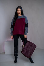 MIKINA “KONTRASTY” - BURGUNDY / DARK GRAY MELAGNE / BLACK