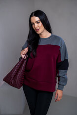 MIKINA “KONTRASTY” - BURGUNDY / DARK GRAY MELAGNE / BLACK