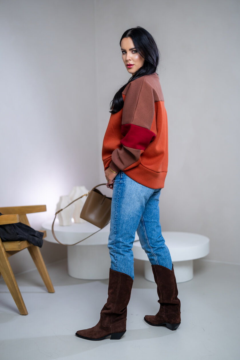 MIKINA “KONTRASTY” - BURNT UMBER / BROWN / RED WINE