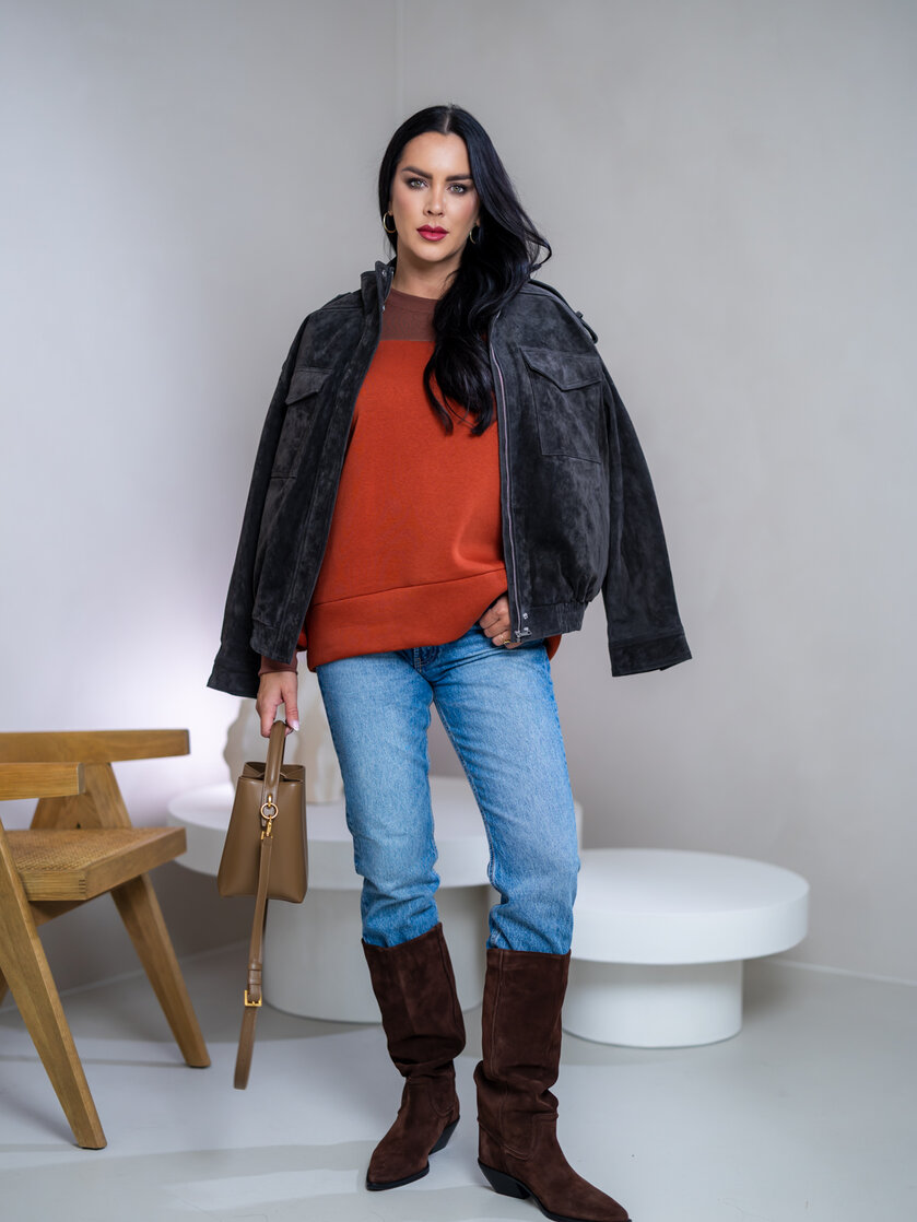 MIKINA “KONTRASTY” - BURNT UMBER / BROWN / RED WINE