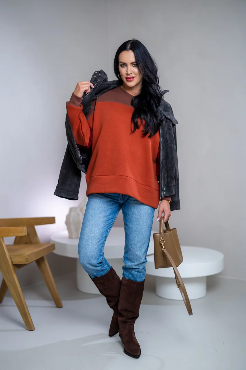 MIKINA “KONTRASTY” - BURNT UMBER / BROWN / RED WINE MIKINA “KONTRASTY” - BURNT UMBER / BROWN / RED WINE
