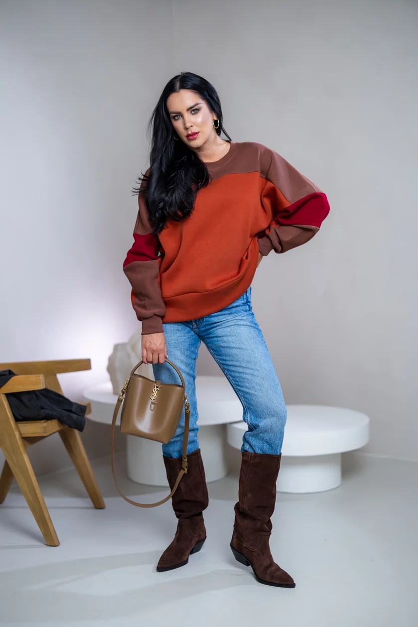 MIKINA “KONTRASTY” - BURNT UMBER / BROWN / RED WINE MIKINA “KONTRASTY” - BURNT UMBER / BROWN / RED WINE