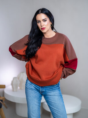 MIKINA “KONTRASTY” - BURNT UMBER / BROWN / RED WINE