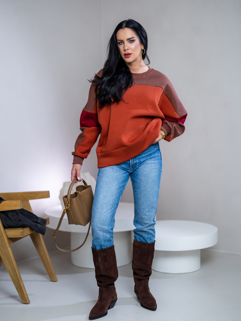 MIKINA “KONTRASTY” - BURNT UMBER / BROWN / RED WINE