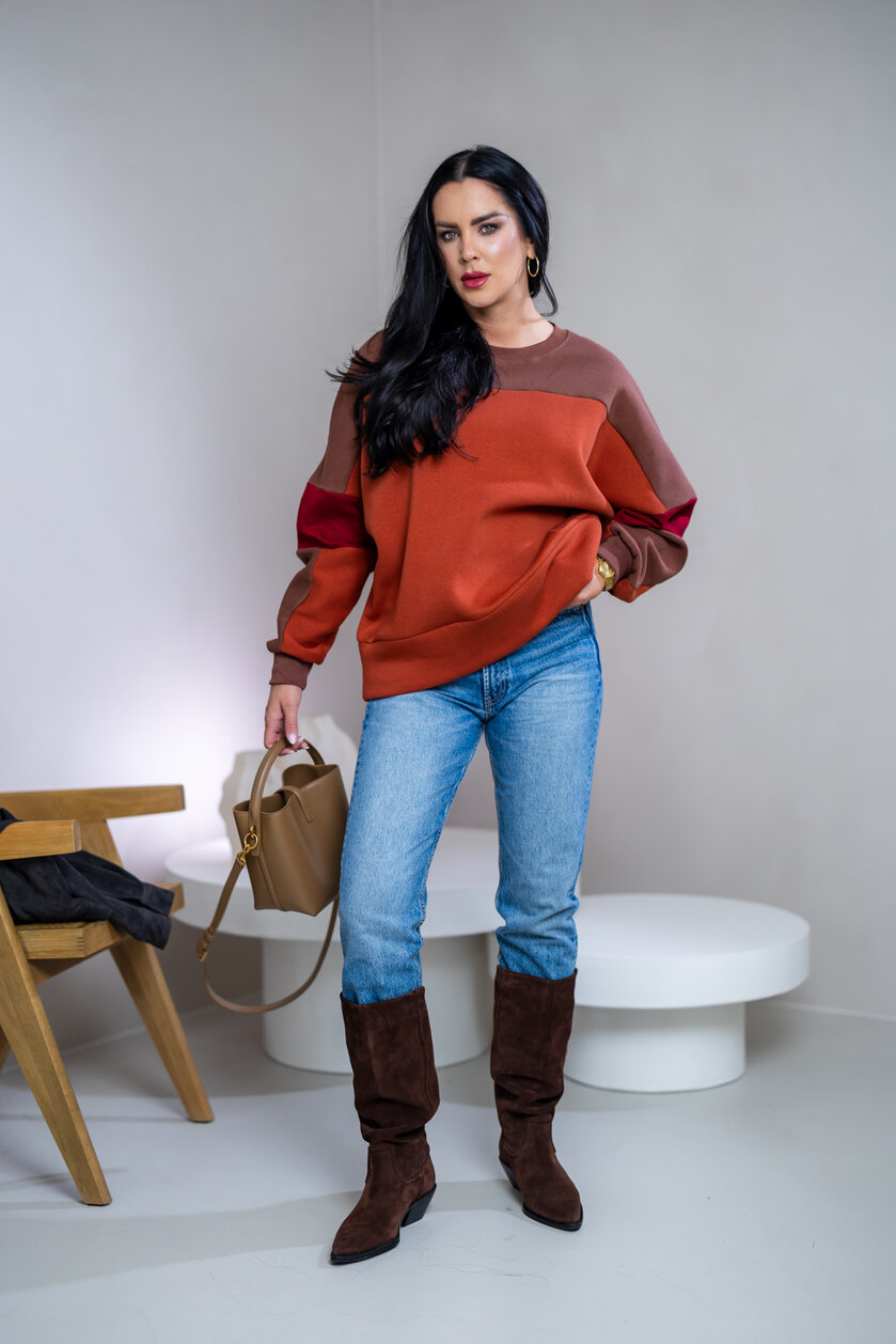 MIKINA “KONTRASTY” - BURNT UMBER / BROWN / RED WINE