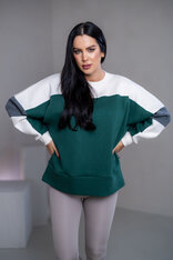 MIKINA “KONTRASTY” - DEEP GREEN / OFF WHITE / DARK GRAY MELAGNE