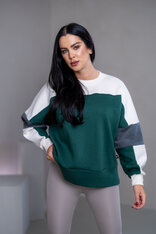 MIKINA “KONTRASTY” - DEEP GREEN / OFF WHITE / DARK GRAY MELAGNE