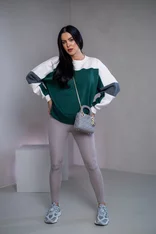 MIKINA “KONTRASTY” - DEEP GREEN / OFF WHITE / DARK GRAY MELAGNE